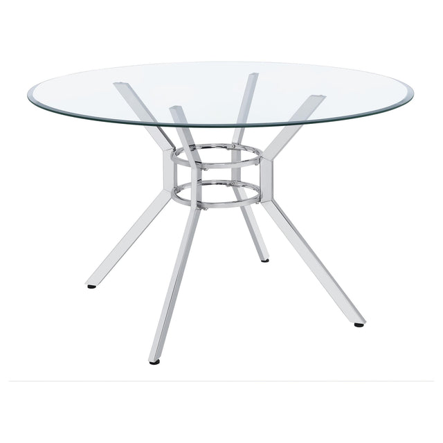 Steele 48-inch Round Glass Top Dining Table Chrome — product view