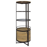 Ritter Round LED Bar Wine Storage Cabinet Rustic Oak — product image 4