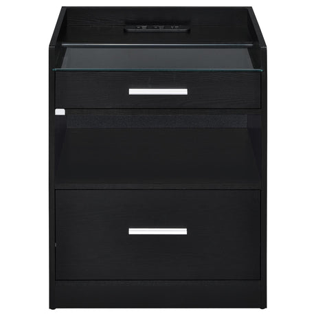 Furda 2-Drawer LED Nightstand Bedside Table with Speaker Black Ash — product image 4