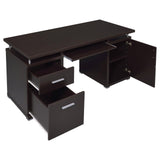 Close-up of Tracy Cappuccino Desk drawer with pull handle hardware