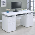 Tracy White and Silver Office Desk front view