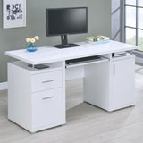 Tracy White and Silver Office Desk front view