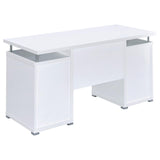 Tracy Desk metal silver handles close-up