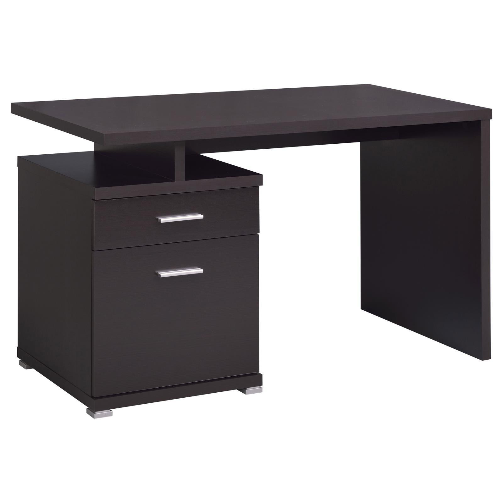 Irving Dark Cappuccino Office Desk detail of angled leg