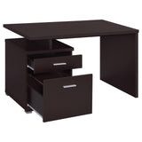 Irving Dark Cappuccino Office Desk top surface and storage cabinet
