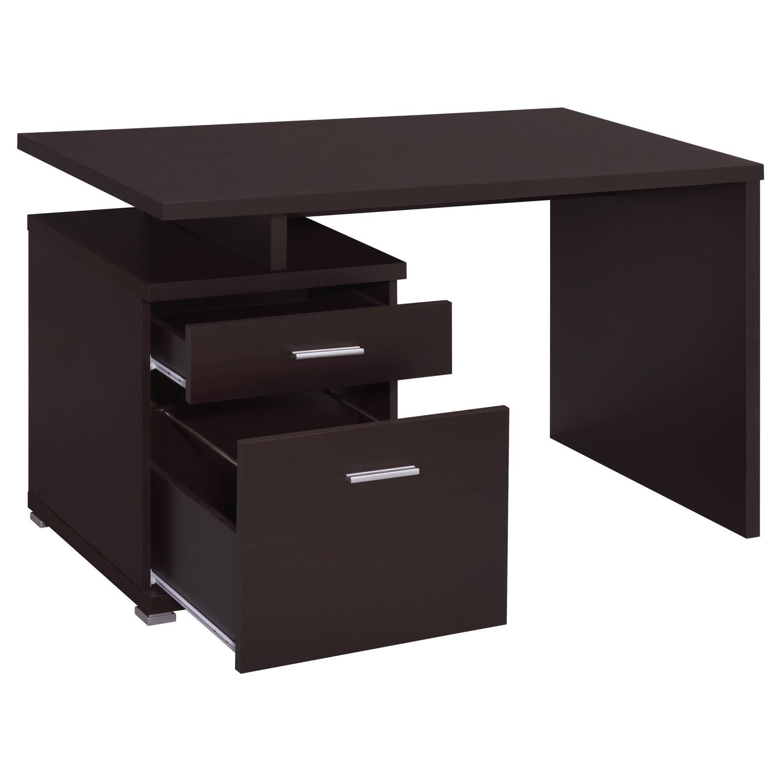 Irving Dark Cappuccino Office Desk top surface and storage cabinet