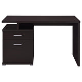 Irving Dark Cappuccino Office Desk drawer open showing storage