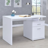 Irving White Office Desk front view with drawers