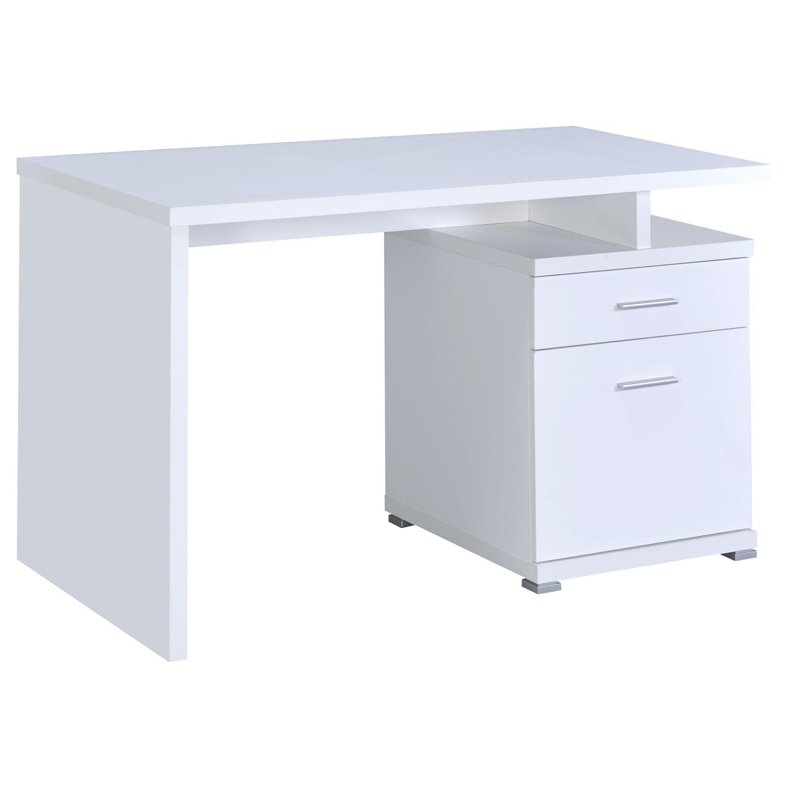Top view showcasing spacious work surface on Irving White Office Desk