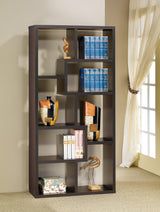Side perspective of Theo 10-Shelf White Bookcase