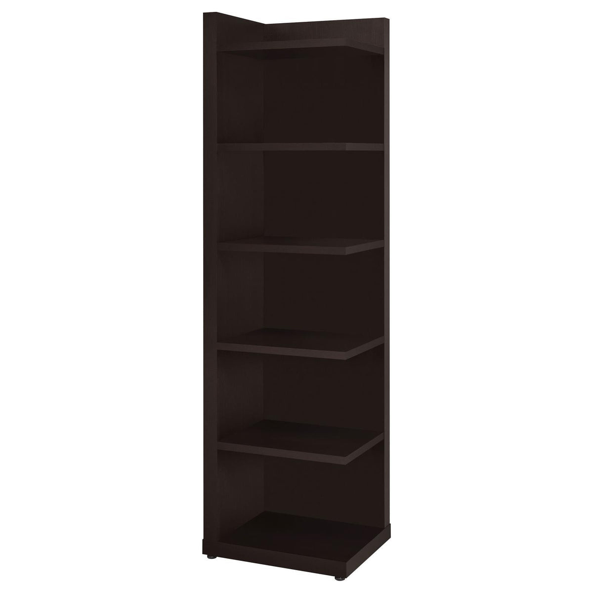 Pinckard corner bookcase cappuccino side profile