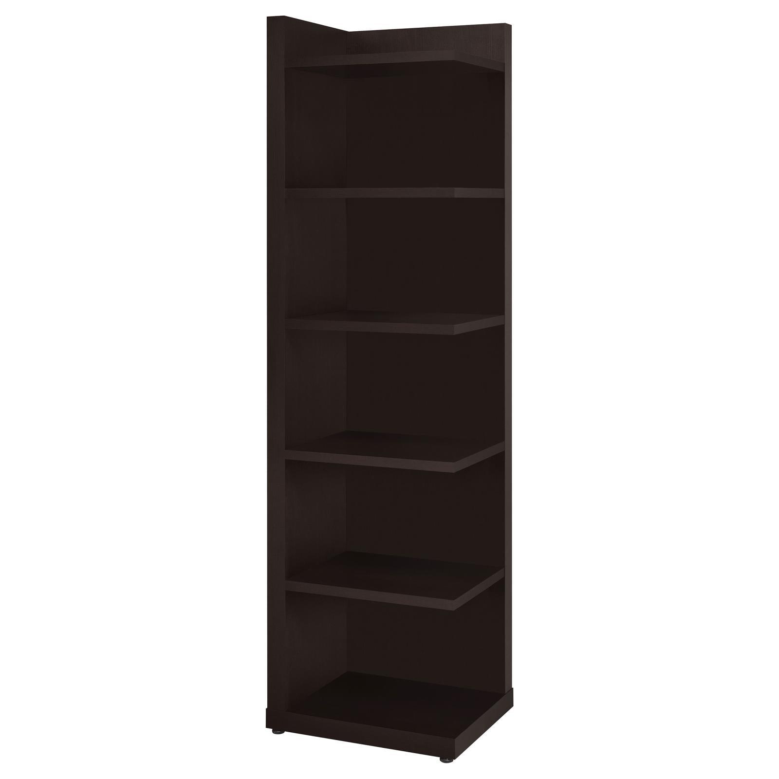 Pinckard corner bookcase cappuccino side profile