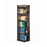 Pinckard 6-Tier Cappuccino Corner Bookcase angled side view