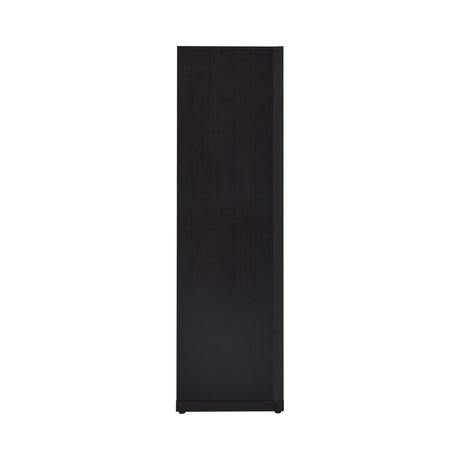 Pinckard corner bookcase cappuccino top shelf detail