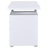 Brennan office desk white grey silver drawer open
