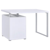 Brennan office desk white grey silver file drawer