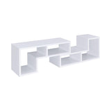 Velma white console and bookcase in a living room