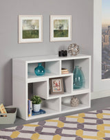 Velma bookcase with geometric open shelves detail