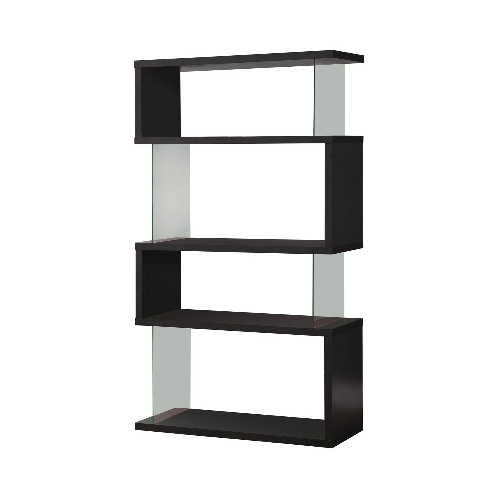 Emelle 4-Tier Bookcase Black And Clear - Ella Furniture