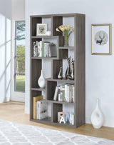 Bottom shelves of Theo 10-Shelf White Bookcase