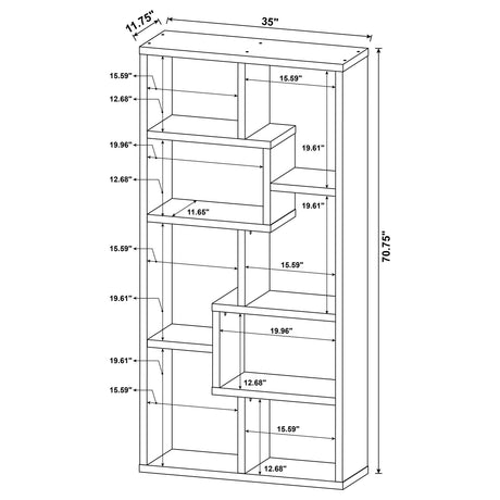 Reversible shelving pattern demonstration on Theo bookshelf
