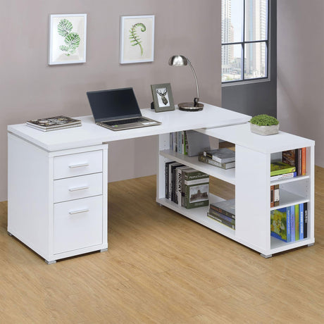 Yvette White L-shape Office Desk front view