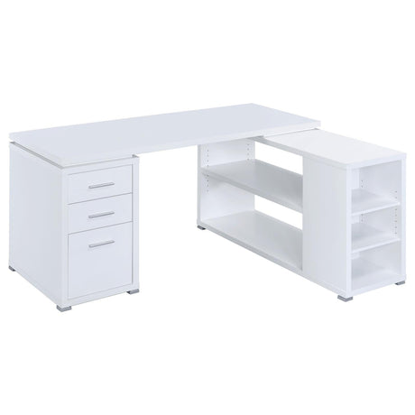 Yvette White L-shape Office Desk side angle