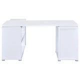 Yvette White L-shape Office Desk assembled overview