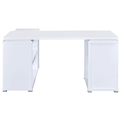 Yvette White L-shape Office Desk assembled overview