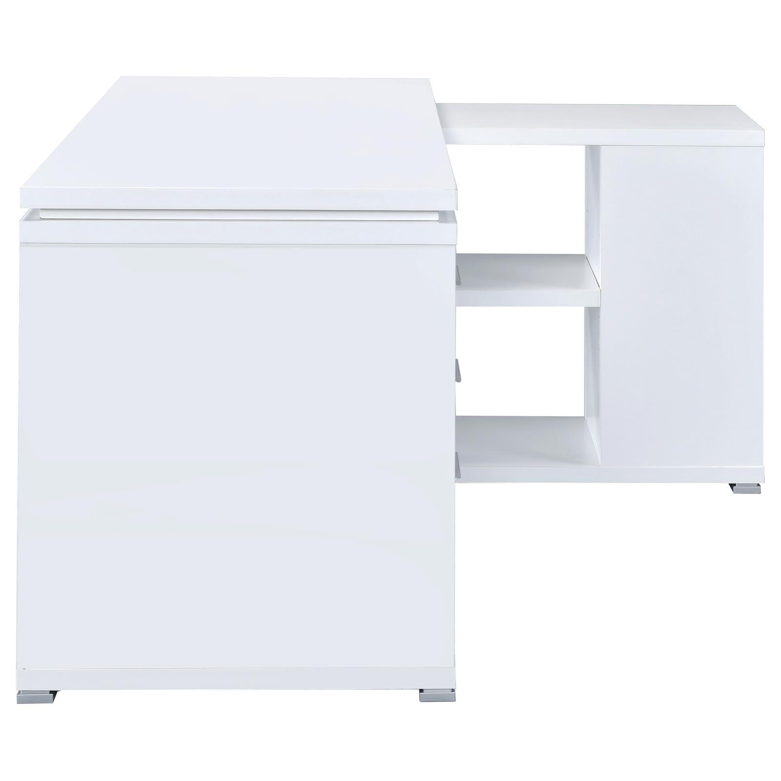 Yvette White L-shape Office Desk workspace setup
