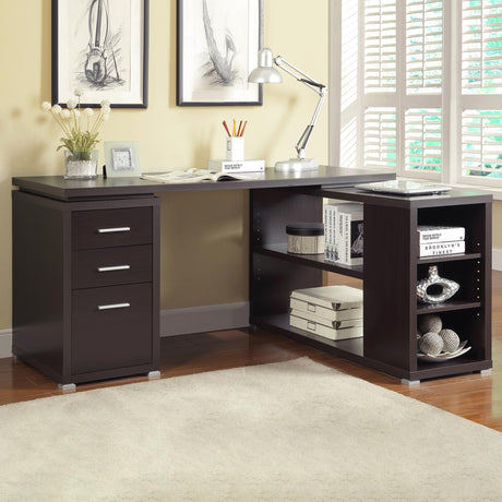 Yvette L-Shape Office Desk warm cappuccino front angle