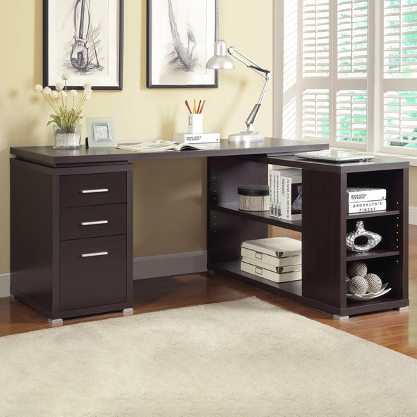 Yvette L-Shape Office Desk warm cappuccino front angle