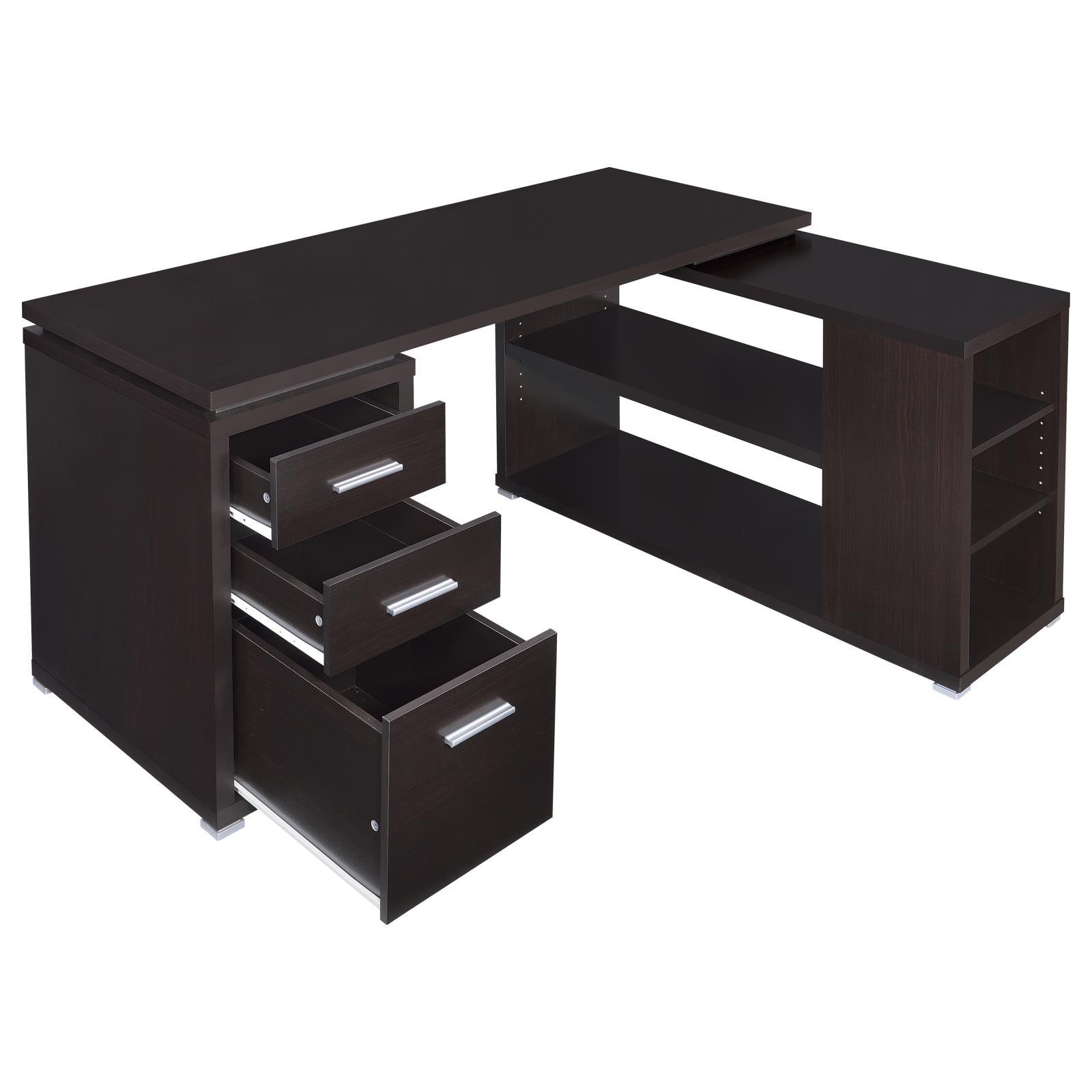 Yvette L-Shape Office Desk three drawers with pull handles