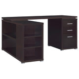 Yvette L-Shape Office Desk open shelves storage view