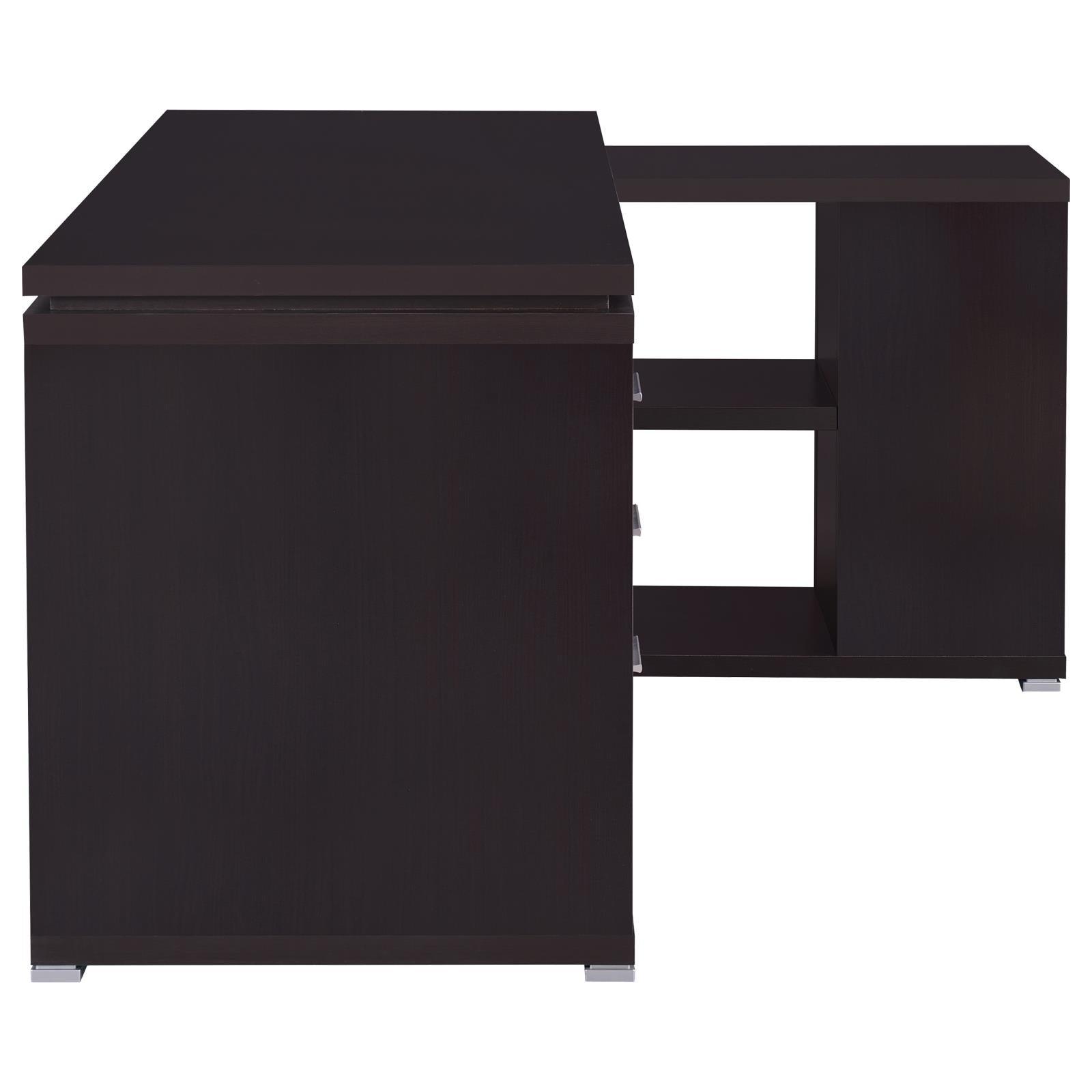 Yvette L-Shape Office Desk sturdy legs with plastic glides