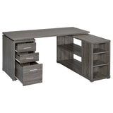 Yvette Natural Grey L-shape Office Desk close-up of drawer handles