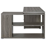 Yvette Natural Grey L-shape Office Desk slide-out keyboard tray detail