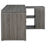 Yvette Natural Grey L-shape Office Desk close-up of melamine surface texture