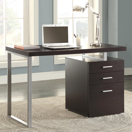Brennan Cappuccino 3-Drawer Office Desk angled view