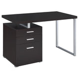 Brennan Cappuccino 3-Drawer Office Desk side view showing drawers