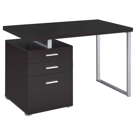 Brennan Cappuccino 3-Drawer Office Desk side view showing drawers