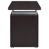 Brennan Desk showing silver metal frame and finished back panel