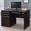 Halston Deep Cappuccino Connect-It Office Desk front angle with glass top