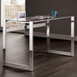 Hartford Chrome Glass Top Writing Desk - front angle