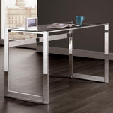 Hartford Chrome Glass Top Writing Desk - front angle