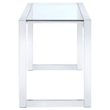 Hartford Chrome Glass Top Writing Desk - full desk view in styled room