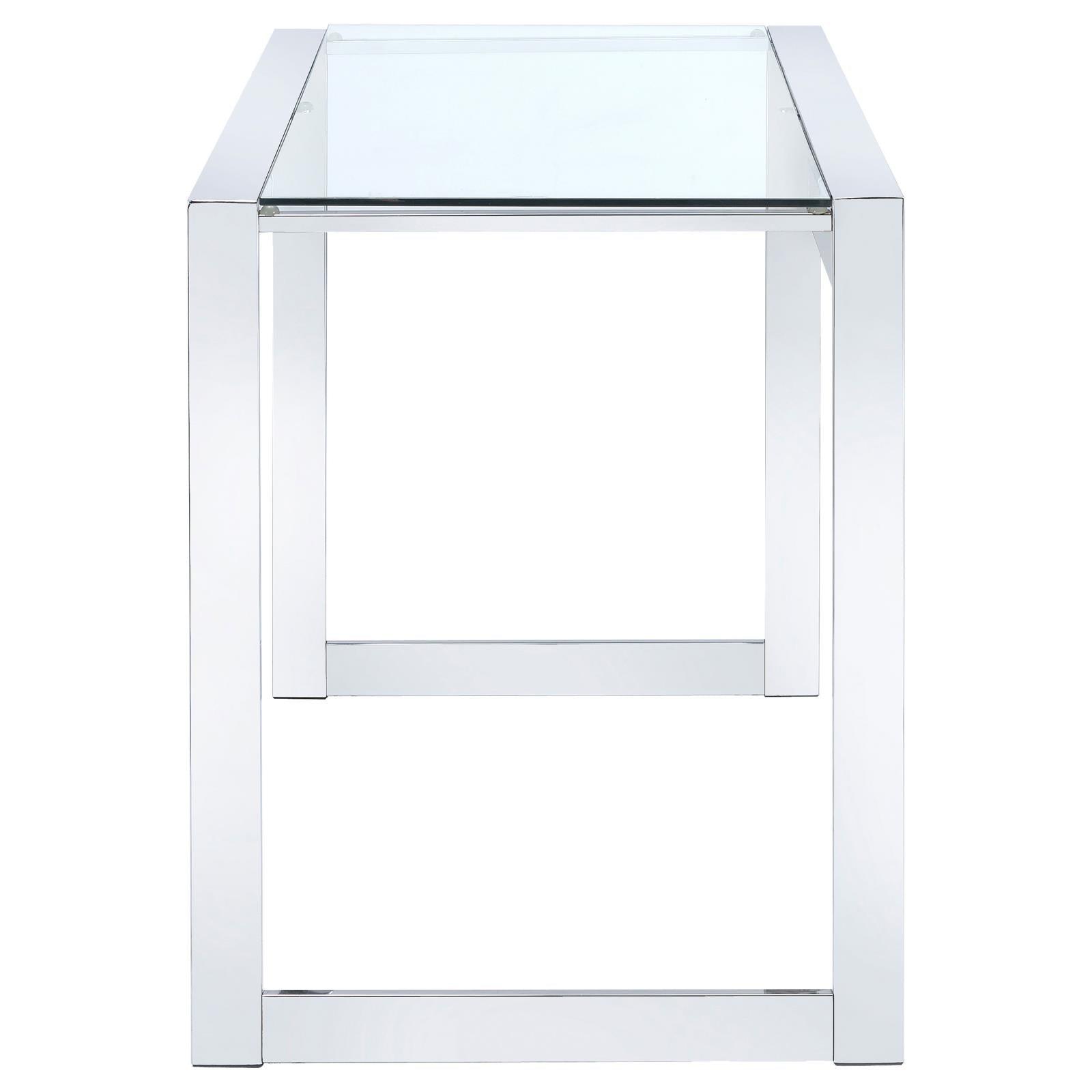 Hartford Chrome Glass Top Writing Desk - full desk view in styled room