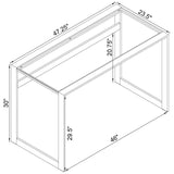 Hartford Chrome Glass Top Writing Desk - angled shot showing surface and frame