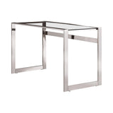 Close-up of Hartford Bookcase chrome frame and glass shelf