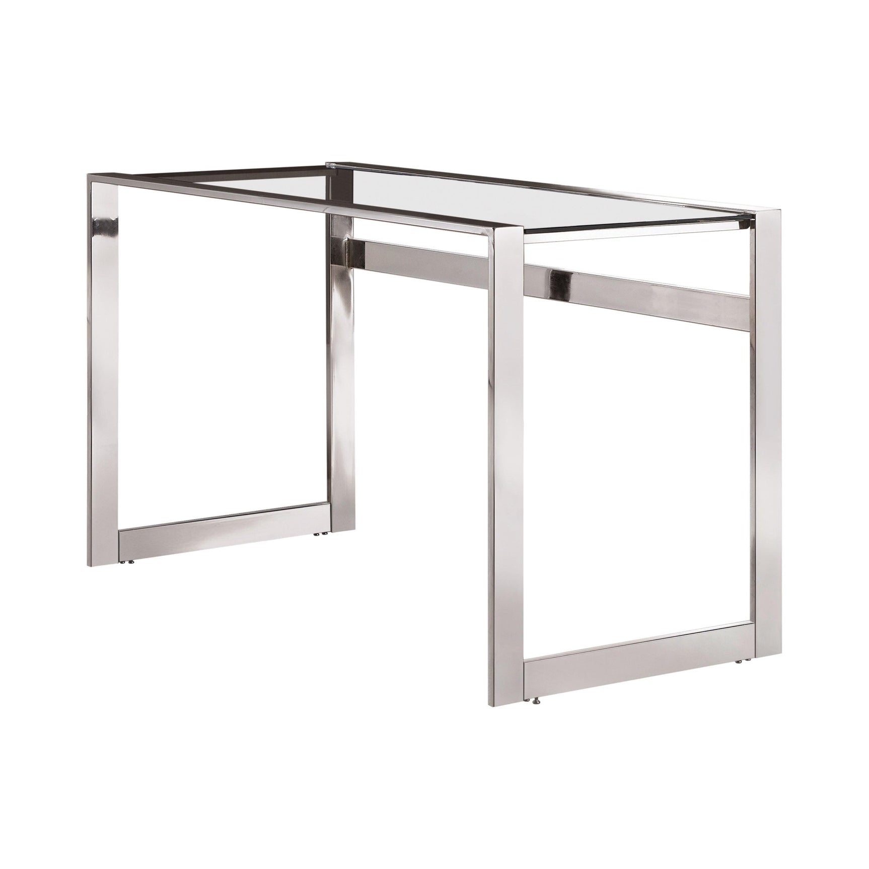 Close-up of Hartford Bookcase chrome frame and glass shelf